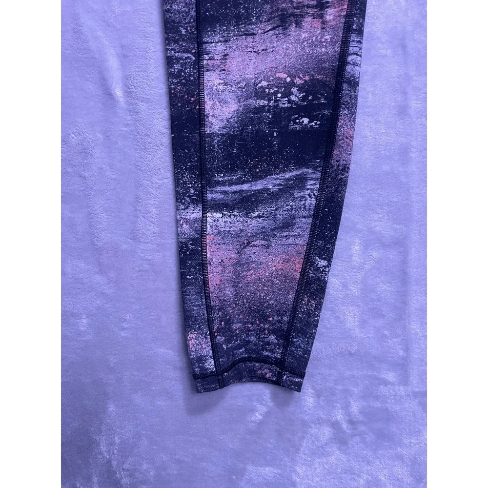 Lululemon Speed Up Tights Abstract Print Pink Black Running Leggings Womens 10